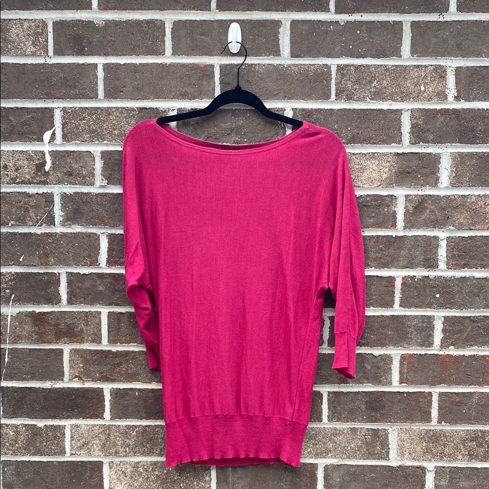 Ralph Lauren 100% Silk Large Fuchsia Top with Batwing-style sleeves